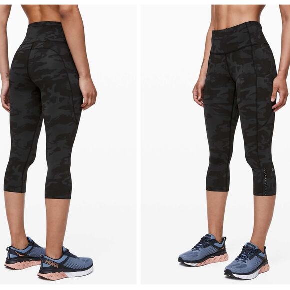 Lululemon Fast and Free Crop 19" Leggings 4 Incognito Camo Running Athletic Gym - Picture 1 of 15
